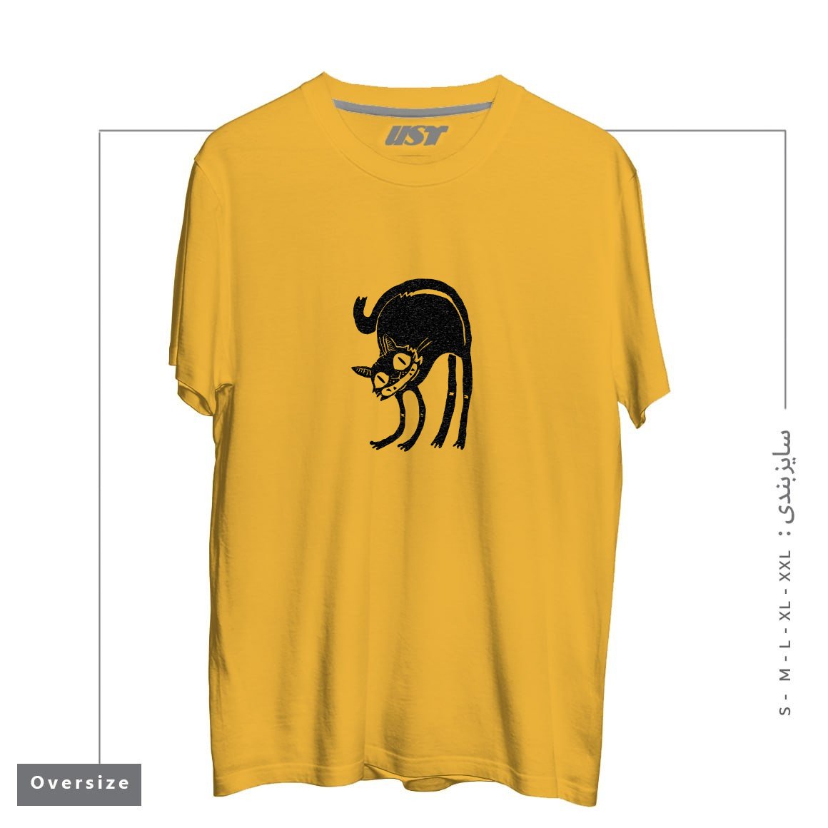 طرح CUsersManiDesktoptarhKhorojiBLACK CAT - LEGEND DERRY تیشرت اورسایزرنگ خردلی