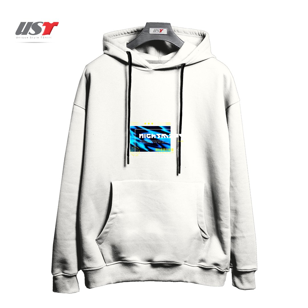 طرح TypoGraphy 1 هودی اورسایزرنگ سفید