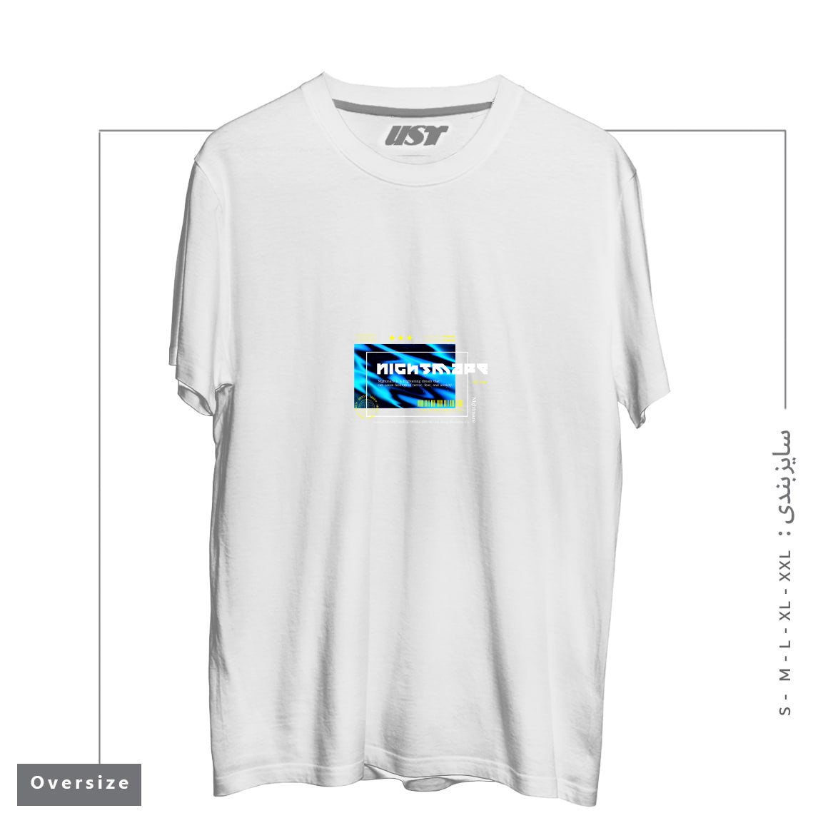 طرح TypoGraphy 1 تیشرت اورسایزرنگ سفید