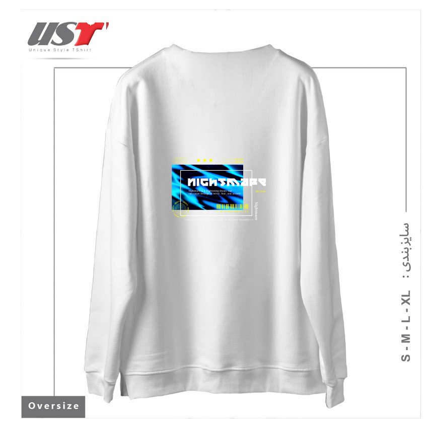 طرح TypoGraphy 1 سوییشرت اورسایزرنگ سفید