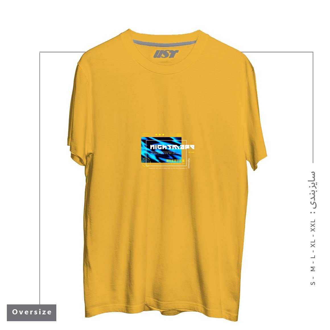 طرح TypoGraphy 1 تیشرت اورسایزرنگ خردلی