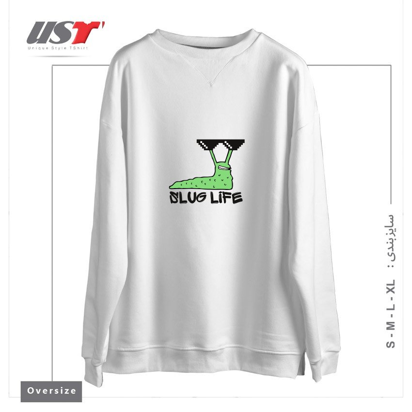 سوییشرت اورسایز طرح SLUG LIFE (BLACK TEXT)