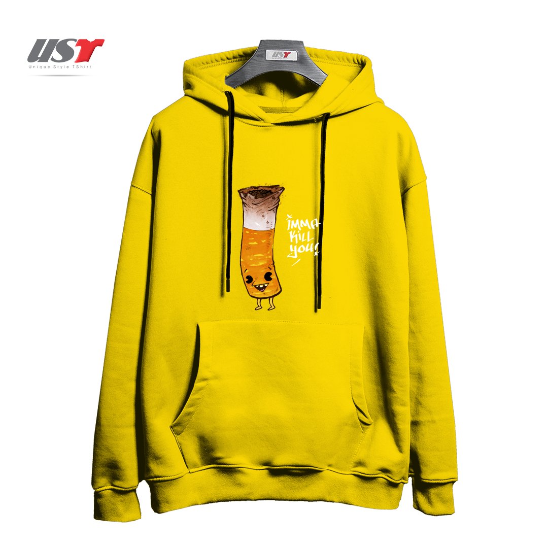 طرح SMOKE EM هودی اورسایزرنگ زرد