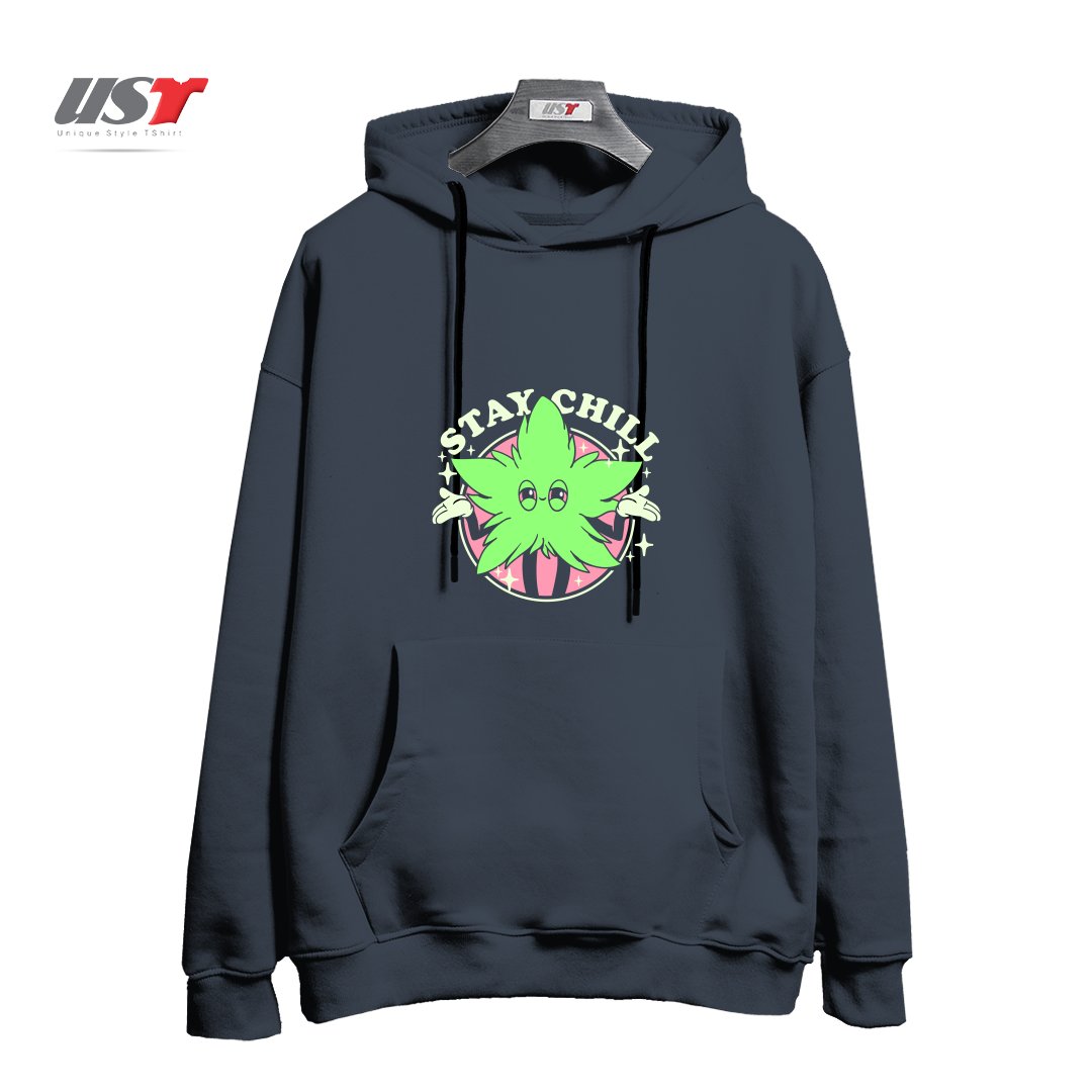 طرح STAY CHILL هودی اورسایزرنگ دودی