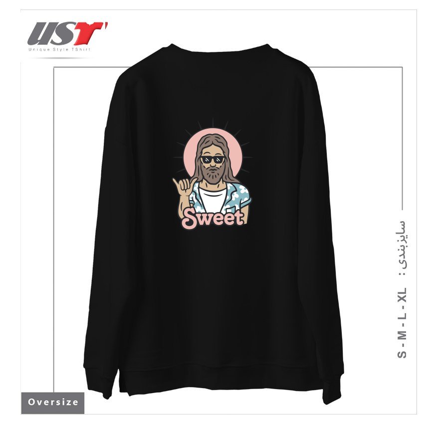 طرح SWEET JESUS سوییشرت اورسایزرنگ مشکی