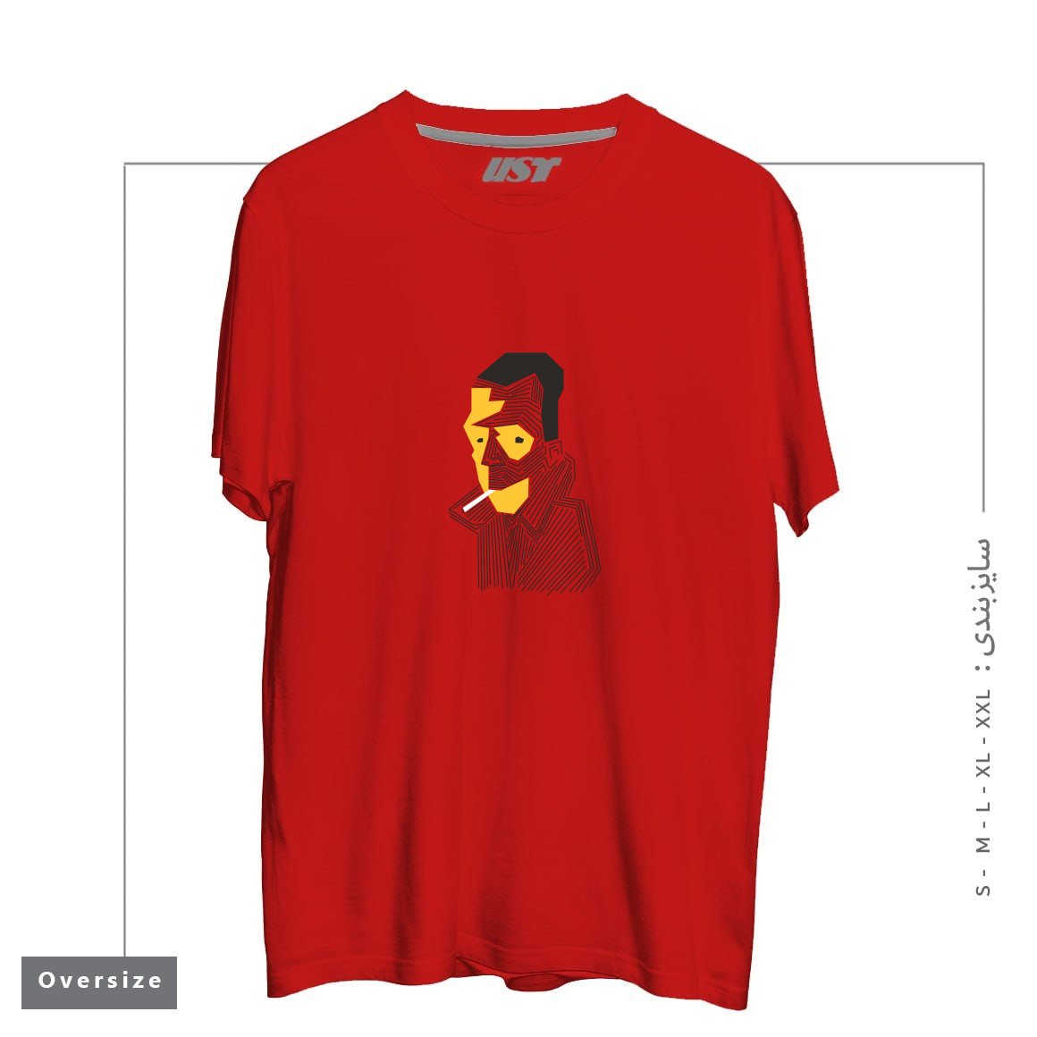 طرح STRANGE تیشرت اورسایزرنگ قرمز