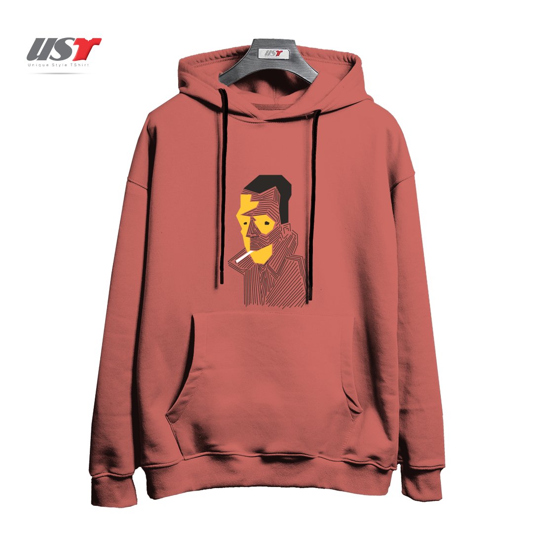 طرح STRANGE هودی اورسایزرنگ آجری