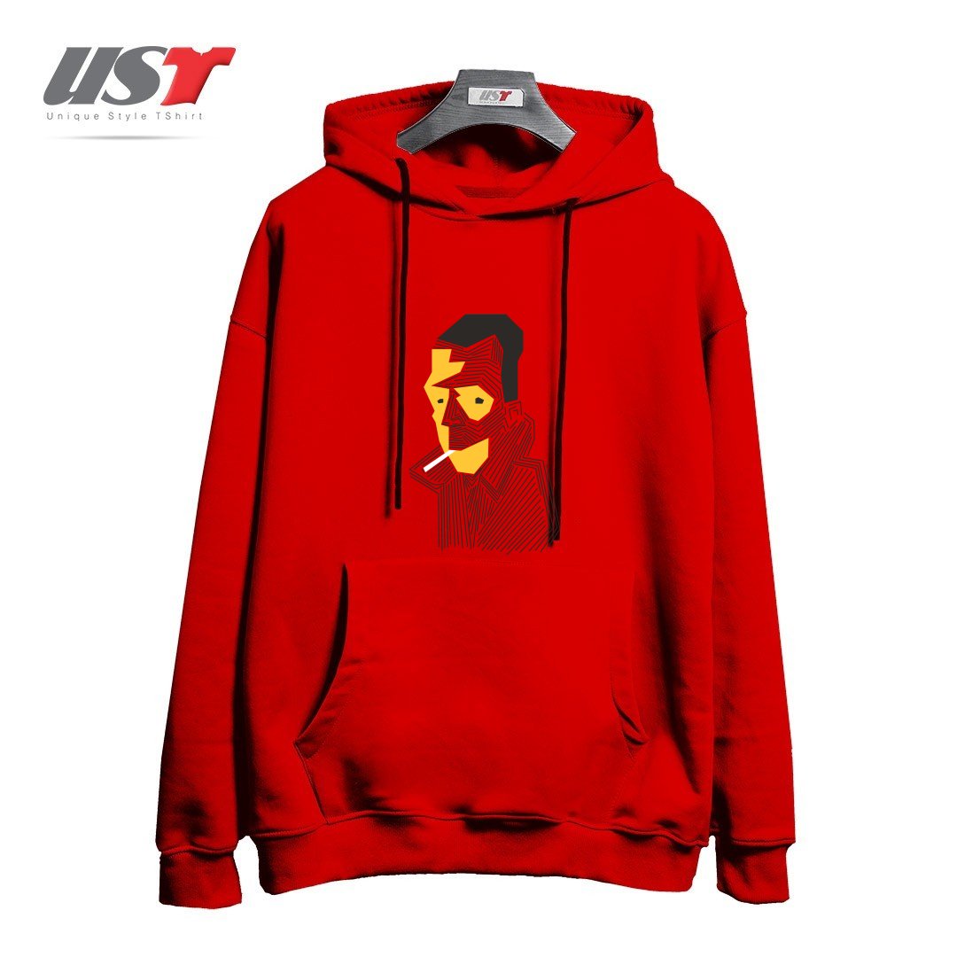 طرح STRANGE هودی اورسایزرنگ قرمز