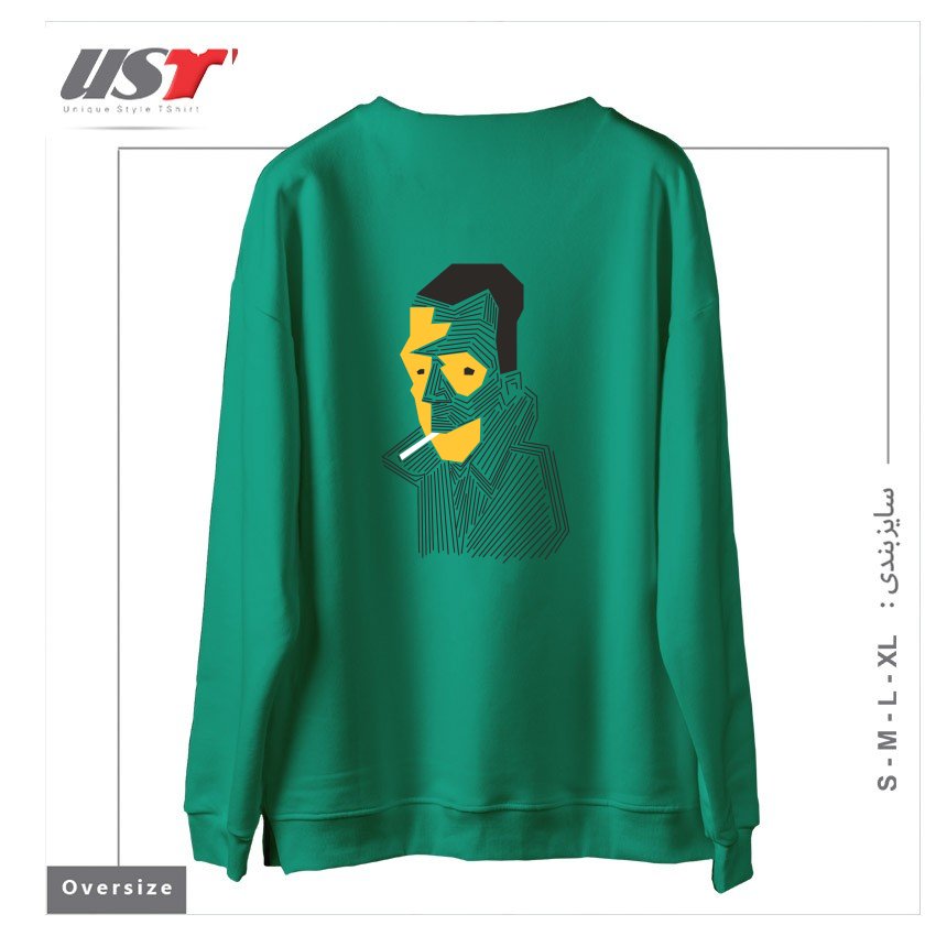 طرح STRANGE سوییشرت اورسایزرنگ سبز سدری
