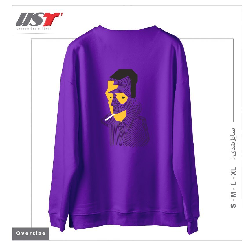 طرح STRANGE سوییشرت اورسایزرنگ بنفش