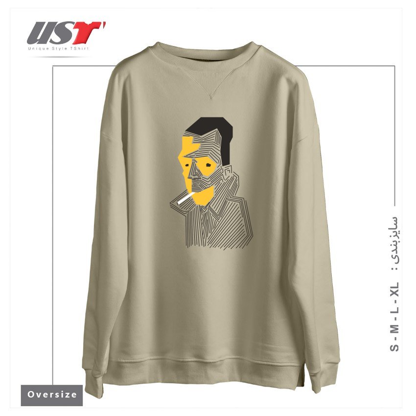 طرح STRANGE سوییشرت اورسایزرنگ نخودی