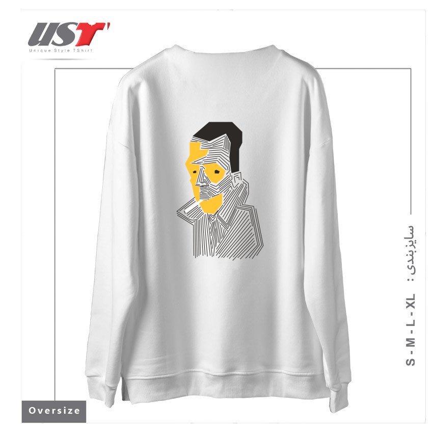 طرح STRANGE سوییشرت اورسایزرنگ سفید