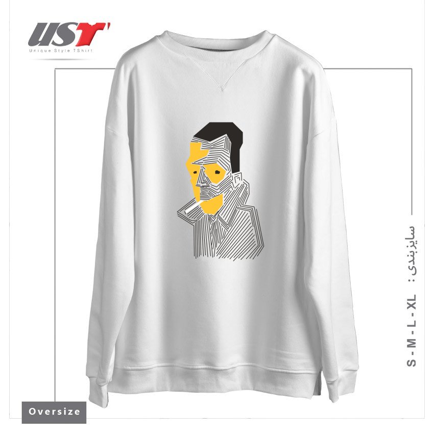 طرح STRANGE سوییشرت اورسایزرنگ سفید