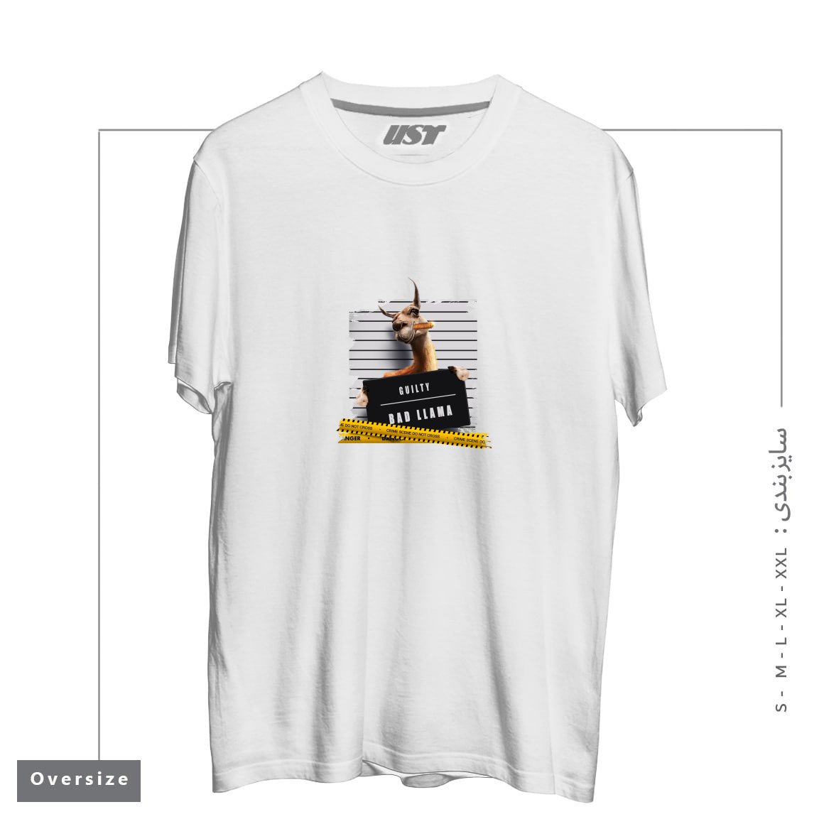 طرح THUG LLAMA تیشرت اورسایزرنگ سفید