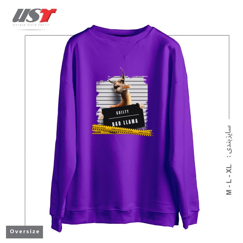 طرح THUG LLAMA سوییشرت اورسایزرنگ بنفش