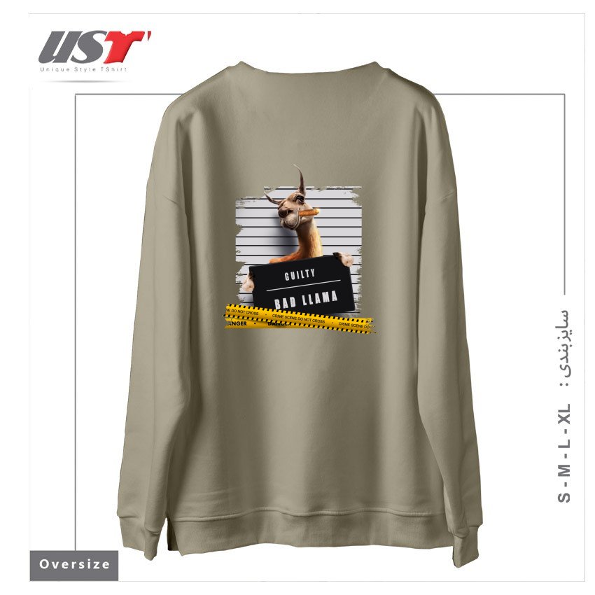 طرح THUG LLAMA سوییشرت اورسایزرنگ نخودی