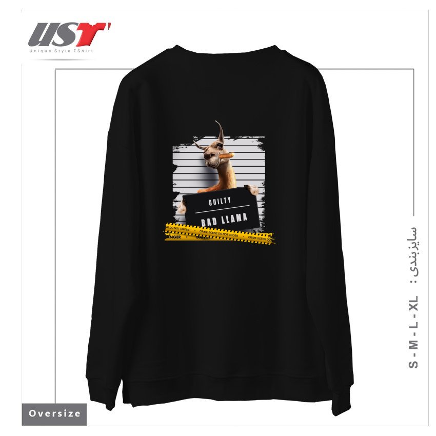 طرح THUG LLAMA سوییشرت اورسایزرنگ مشکی