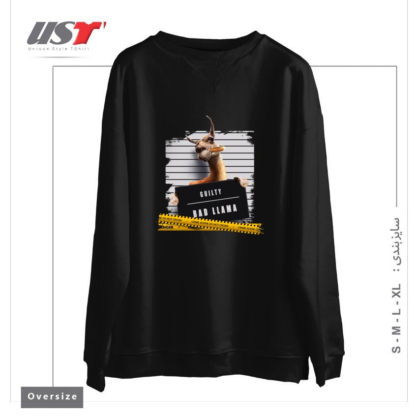 طرح THUG LLAMA سوییشرت اورسایزرنگ مشکی