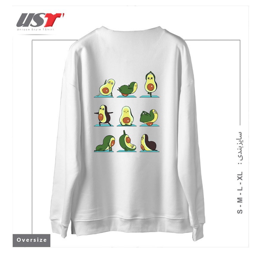 طرح AVOCADO YOGA سوییشرت اورسایزرنگ سفید
