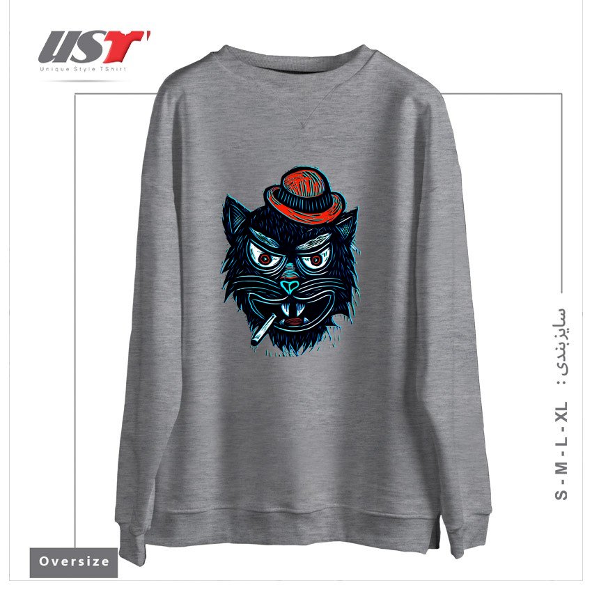 سوییشرت اورسایز طرح TOUGH CAT