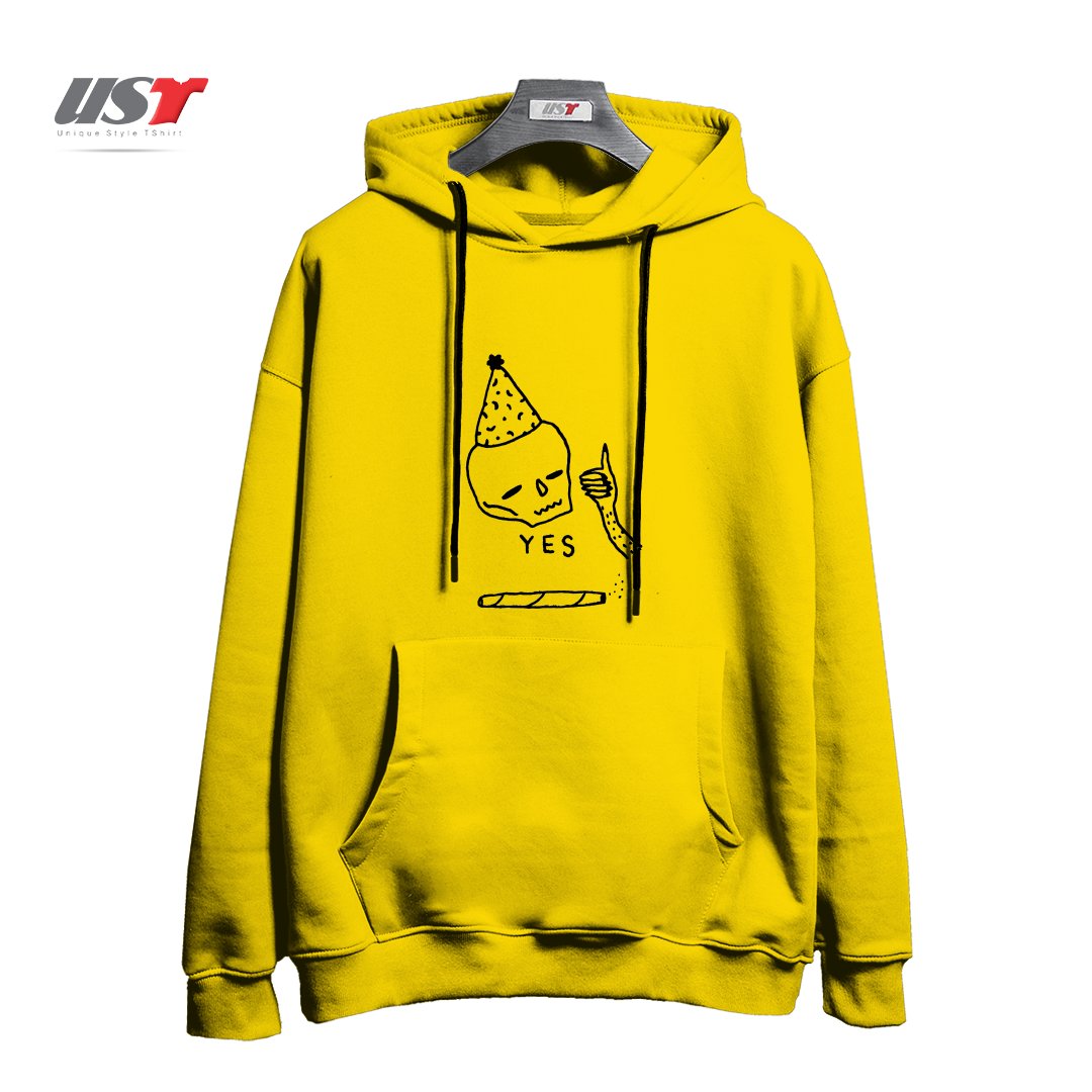 طرح YES - JILLIAN FISHER هودی اورسایزرنگ زرد