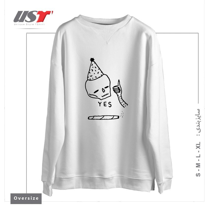 طرح YES - JILLIAN FISHER سوییشرت اورسایزرنگ سفید