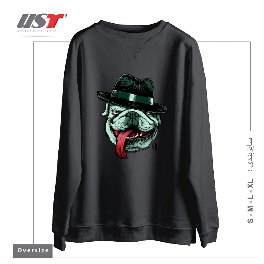 سوییشرت اورسایز طرح WISEGUY BULLDOG