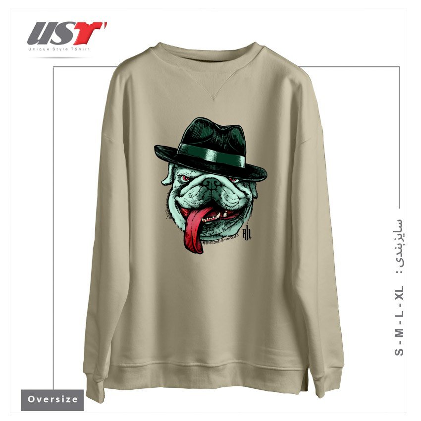 سوییشرت اورسایز طرح WISEGUY BULLDOG