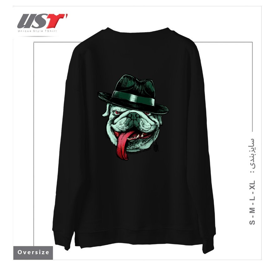 طرح WISEGUY BULLDOG سوییشرت اورسایزرنگ مشکی