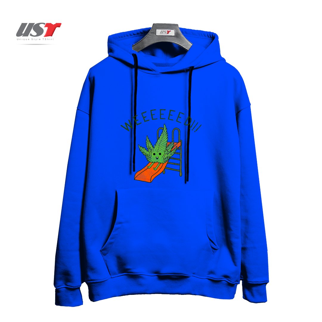 طرح WEEEEEED هودی اورسایزرنگ آبی شالی