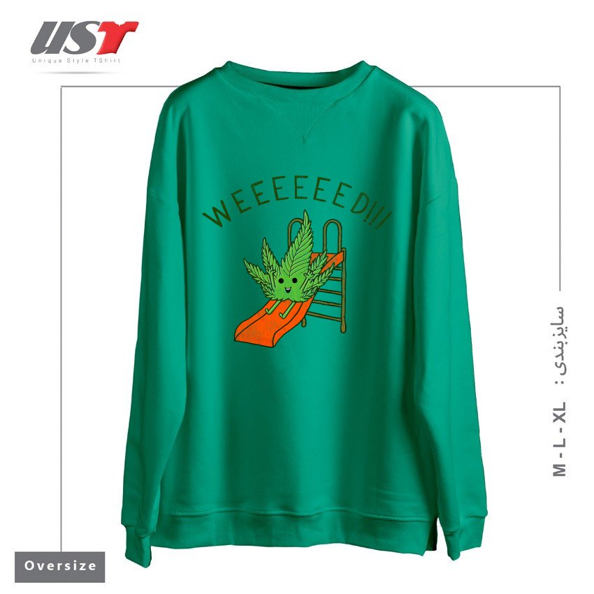 طرح WEEEEEED سوییشرت اورسایزرنگ سبز سدری