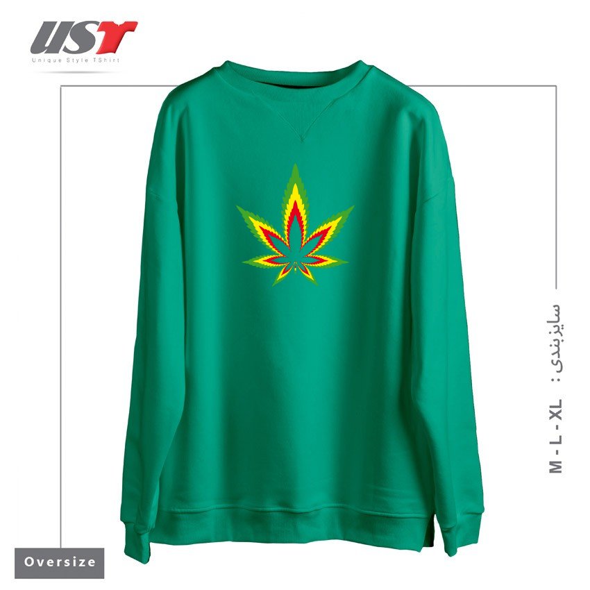 طرح WEED سوییشرت اورسایزرنگ سبز سدری