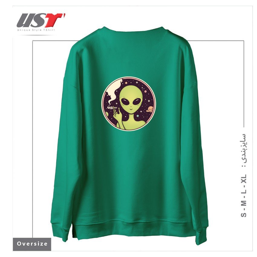 طرح TRIPPING سوییشرت اورسایزرنگ سبز سدری