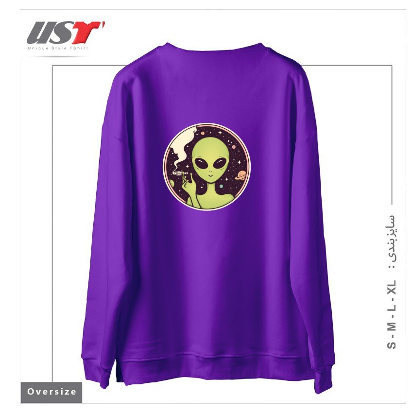 طرح TRIPPING سوییشرت اورسایزرنگ بنفش