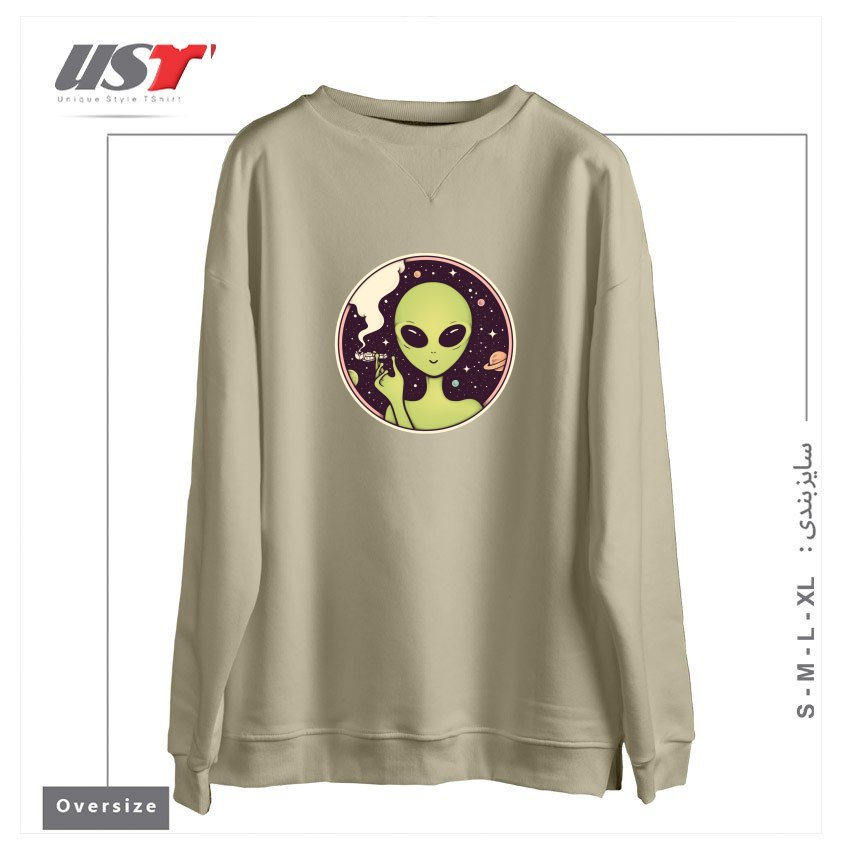 طرح TRIPPING سوییشرت اورسایزرنگ نخودی