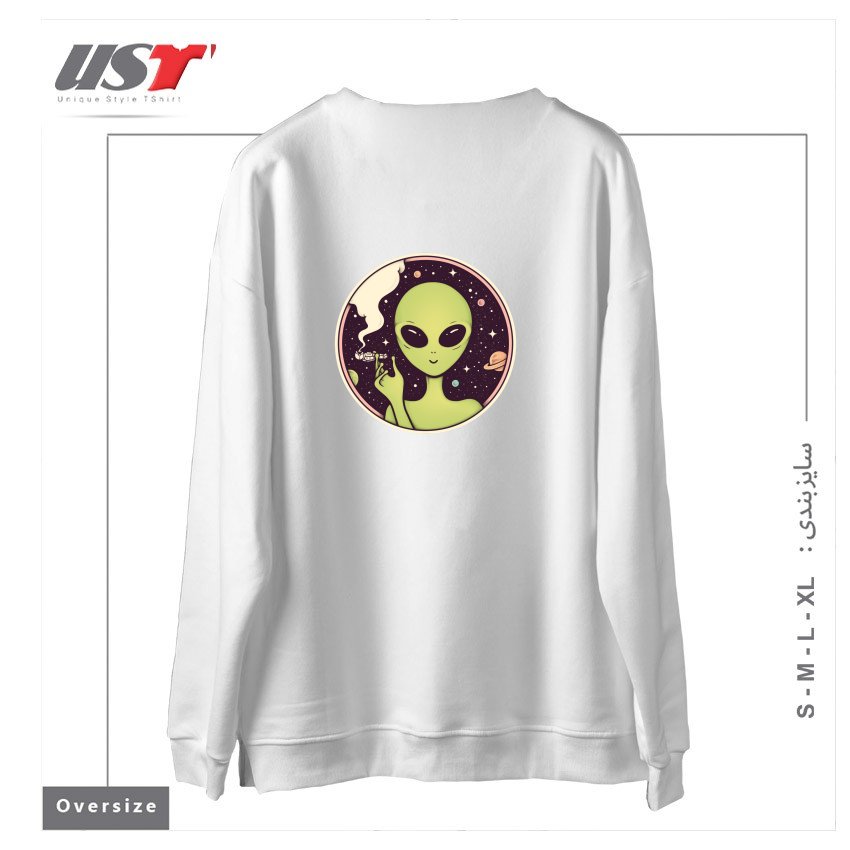 طرح TRIPPING سوییشرت اورسایزرنگ سفید