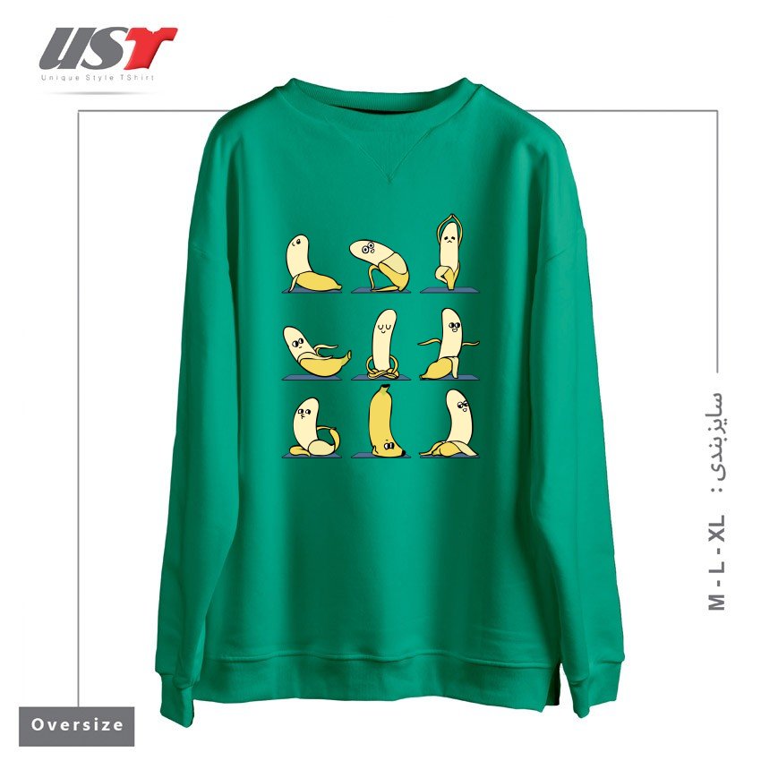 طرح BANANA YOGA سوییشرت اورسایزرنگ سبز سدری