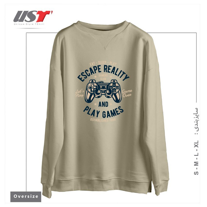 طرح CONTROLLER PS4 MELTED ZAFIR ART سوییشرت اورسایزرنگ نخودی