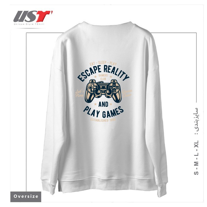 طرح CONTROLLER PS4 MELTED ZAFIR ART سوییشرت اورسایزرنگ سفید