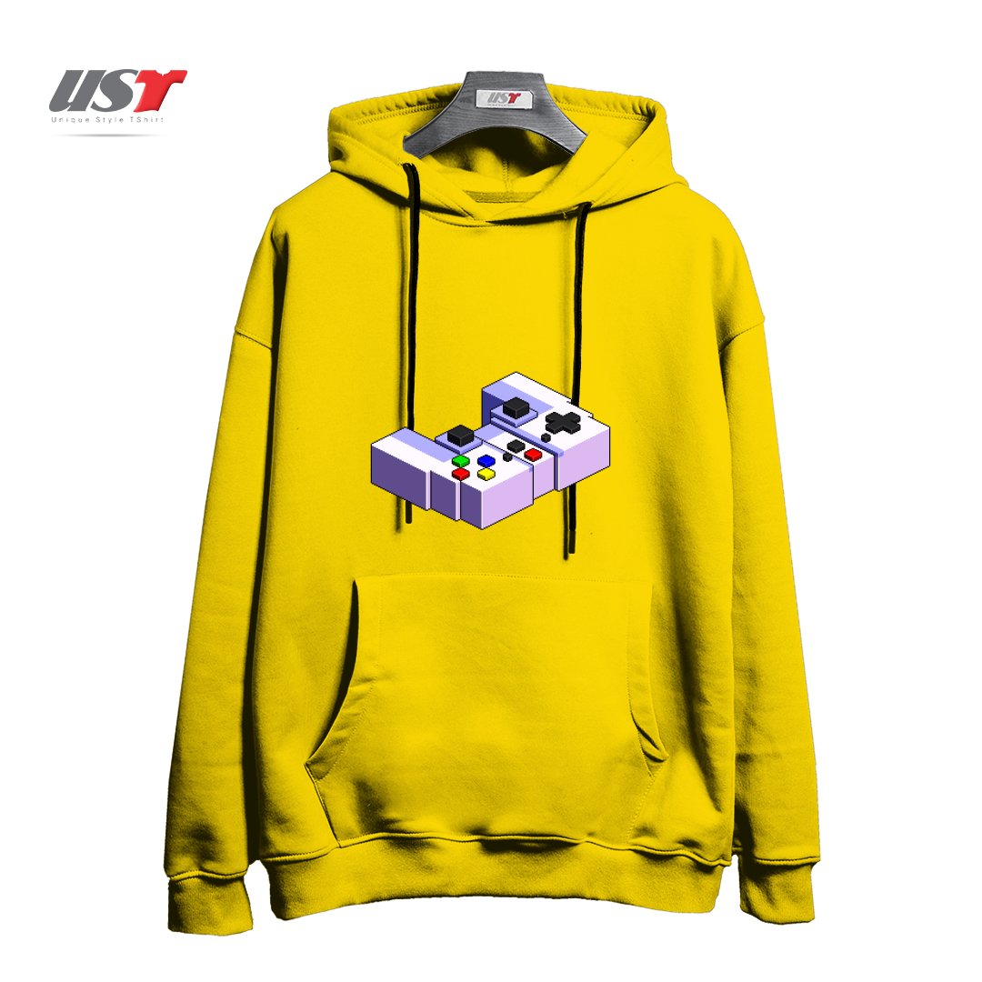 طرح GAME CONTROLLER PIXEL ART هودی اورسایزرنگ زرد