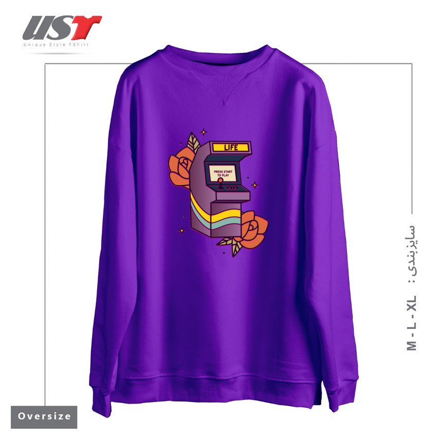 طرح GAME OF LIFE سوییشرت اورسایزرنگ بنفش