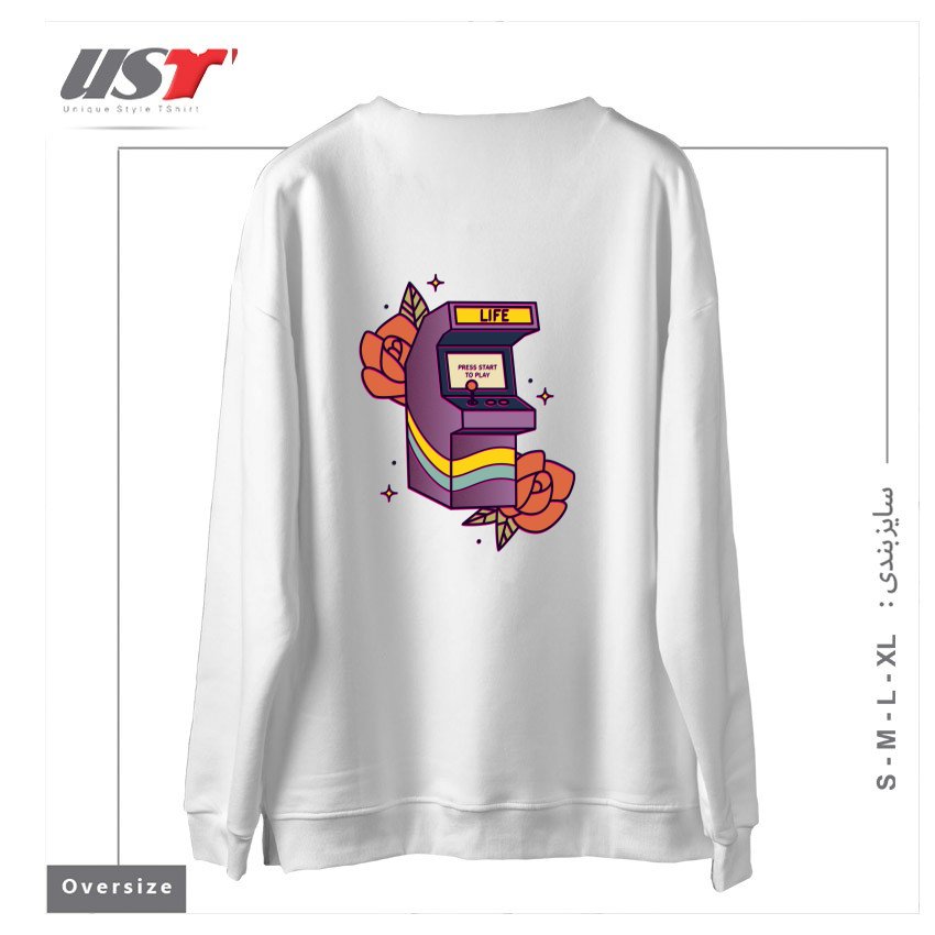 طرح GAME OF LIFE سوییشرت اورسایزرنگ سفید