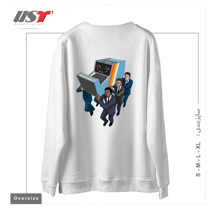 طرح GAME OVER سوییشرت اورسایزرنگ سفید