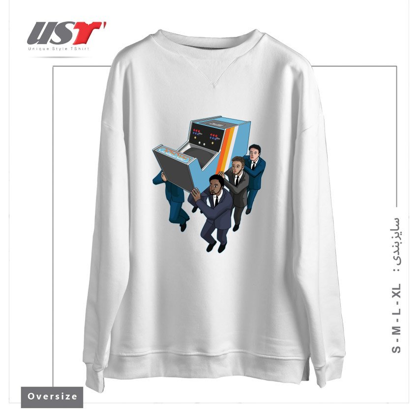 طرح GAME OVER سوییشرت اورسایزرنگ سفید