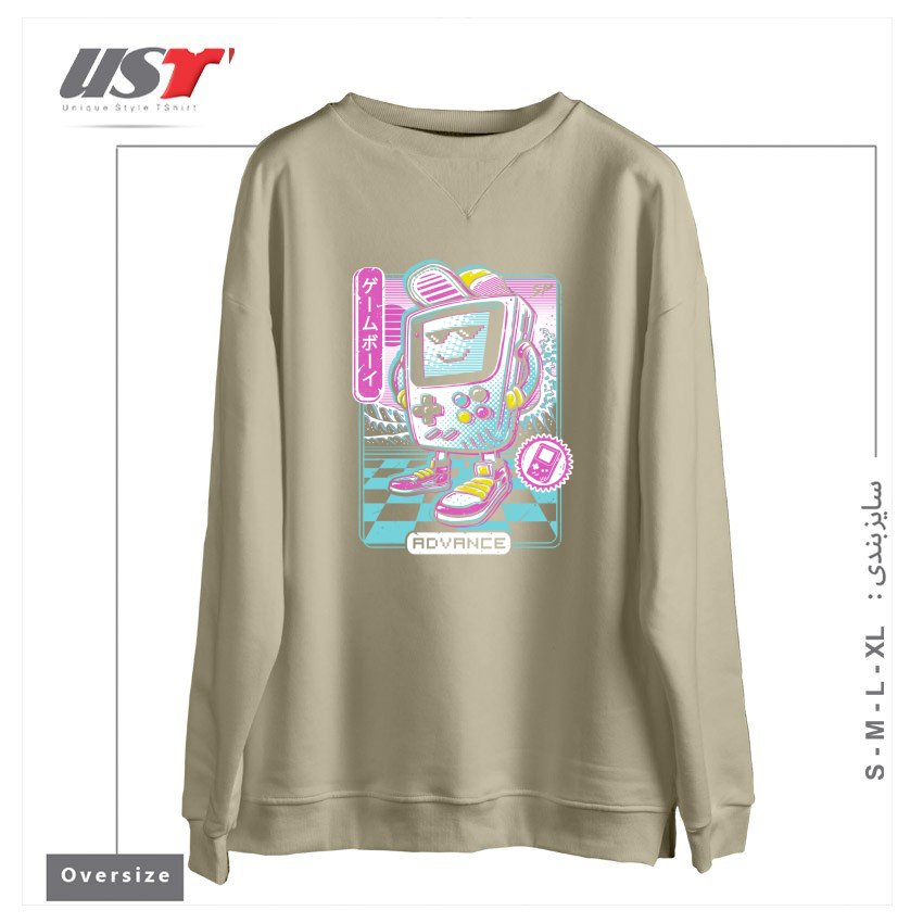 طرح GAMER BOY سوییشرت اورسایزرنگ نخودی