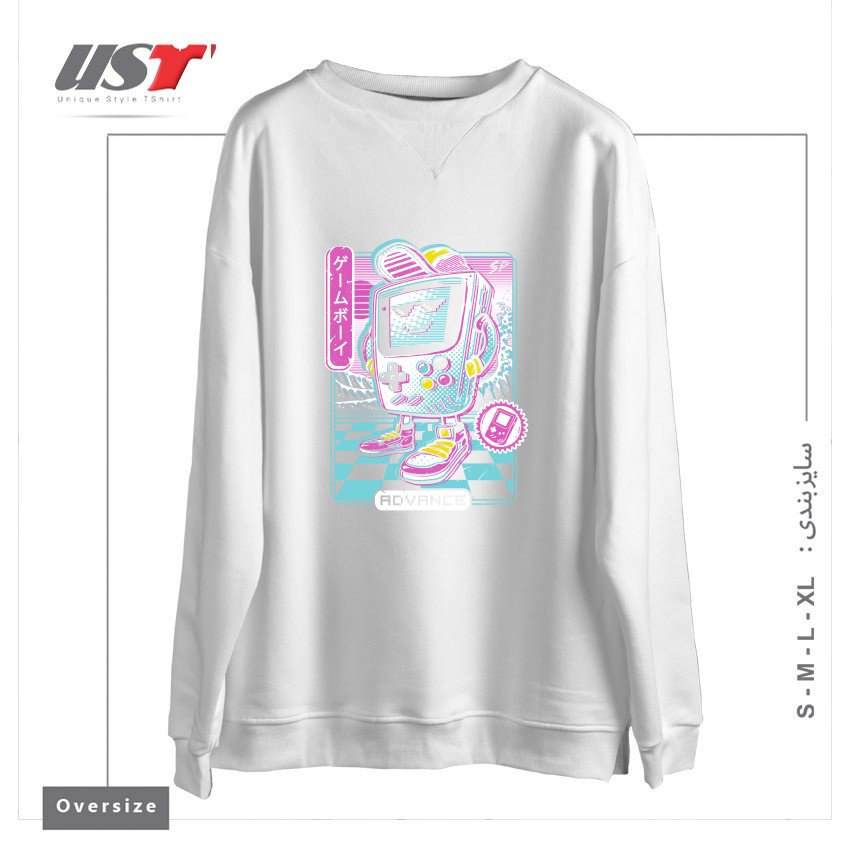طرح GAMER BOY سوییشرت اورسایزرنگ سفید