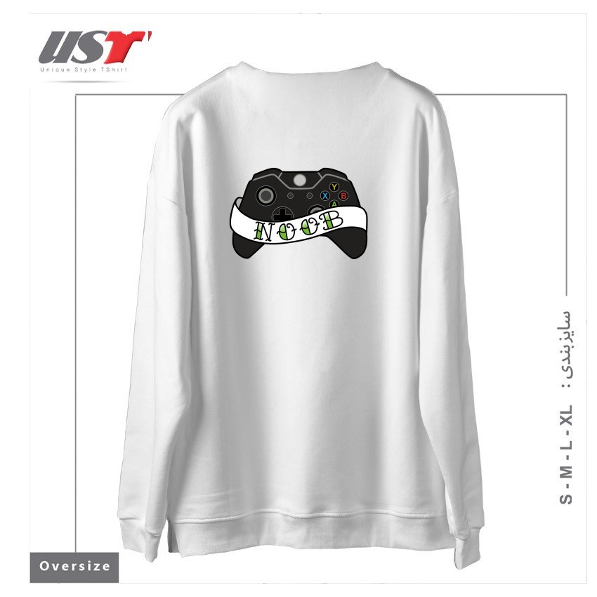 طرح TATTOO NOOB سوییشرت اورسایزرنگ سفید