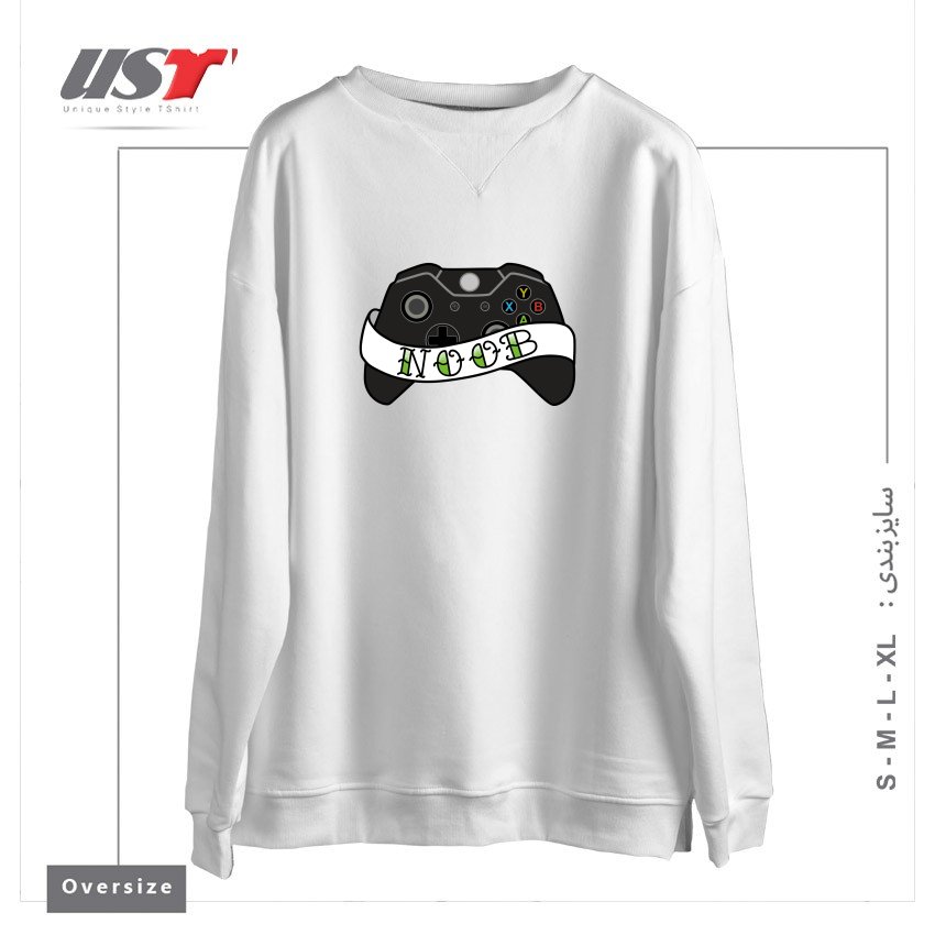 طرح TATTOO NOOB سوییشرت اورسایزرنگ سفید