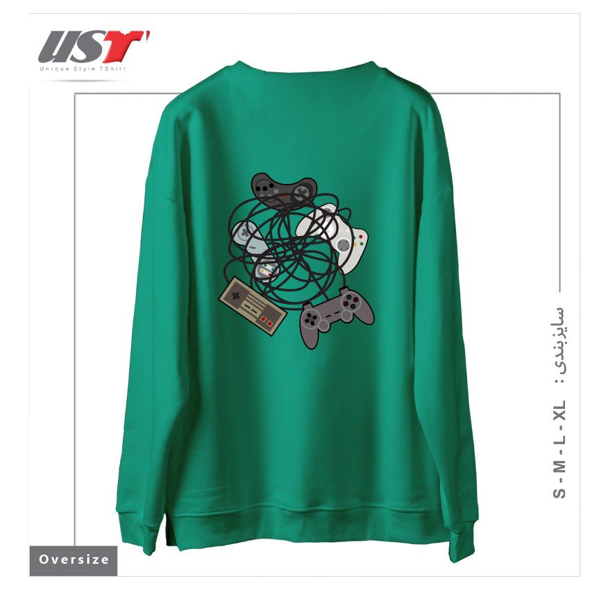 طرح TANGLED JOYSTICKS سوییشرت اورسایزرنگ سبز سدری