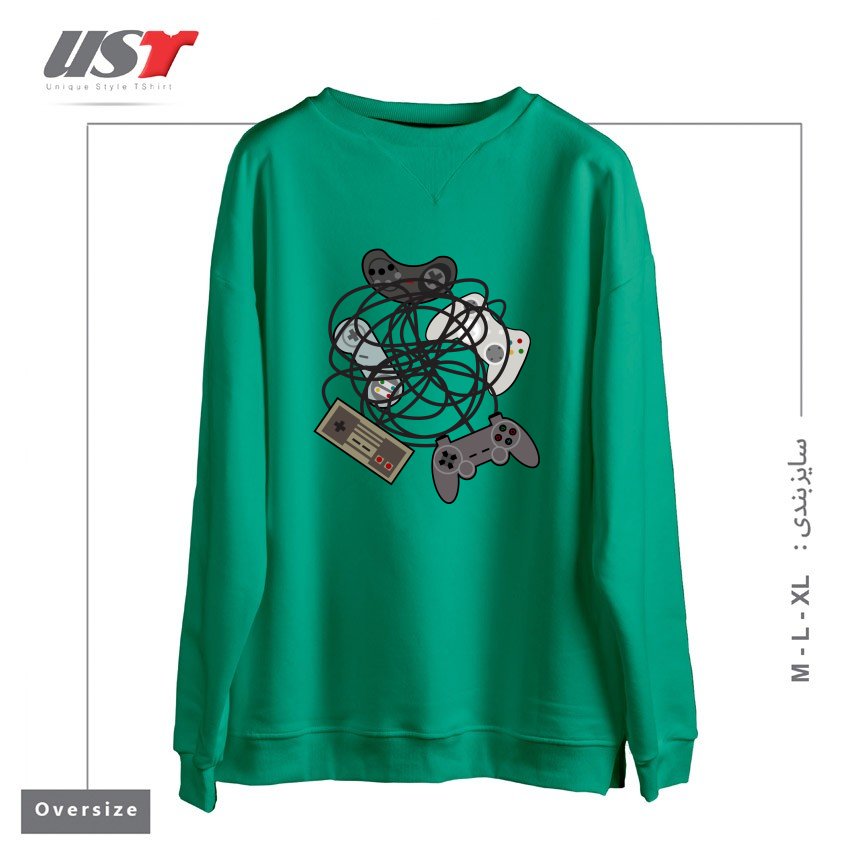 سوییشرت اورسایز طرح TANGLED JOYSTICKS